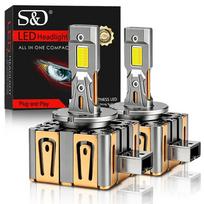2Pcs Dual Color D1S D3S LED Headlight Bulbs Canbus D8S D1R D3R D8R Turbo LED 60000LM Two-sided 56Core CSP Chip 6000K 4300K Lamp Switching Plug&Play D1S/D1R gray