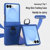 Samsung Galaxy Z Flip 6/7 Solid Color Skin-Feel Case with Finger Ring Buckle Samsung Z Flip 5 white