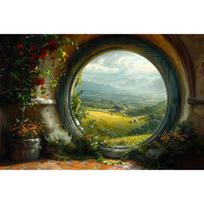Hobito namas drobės tapyba meno spaudinys Šairo kraštovaizdis sienos menas gamta kaimas fantazija drobės plakatas svetainei namų dekoravimui 50x75cm No Frame