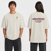 Nediagnozuotas, bet kažkas negerai Marškinėliai Vintažiniai Laisvi Per dideli Unisex Spausdinti Marškinėliai Unisex Unisex Drabužiai Vasaros Trumpas Y2k M white
