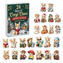 Corgi Theme Christmas Gifts 2026 Advent Calendar, 24 Days Acrylic Dog Ornaments Countdown 2D Calendar Holiday Pendants for Xmas Tree, Home Decor, Little Dog beige