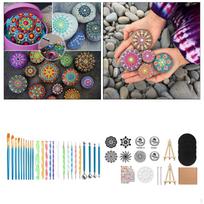 Pilnas mandalų taškinimo įrankių rinkinys akmenų tapybai, namų dekoravimui, meno piešimui gray