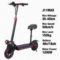 J11Max 1200W 48V 18AH Electric Scooters Charger Upgraded Foldable With 11inch Off-road Tires Max Speed 50km/h Range 45KM J11Max-1200W48V18AH//**-TT