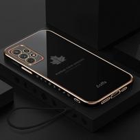 Prabangus klevo lapų juostos dėklas, skirtas Samsung Galaxy Note20 10 A53 A52 A33 A73 A72 A32 A12 A13 4g 5g A51 A71 A50 A70 A23 M31 A7 2018 kvadratinis dangtelis A52 (4G 5G) auksas/juoda