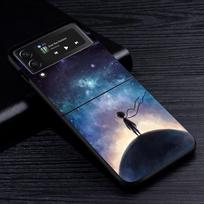 Cell Phone Case for Samsung Galaxy Z Flip4 Flip3 5G Black Coque Z Flip 3 Hard PC Cover Zflip3 Funda Little Prince Watercolor Art Samsung Z Flip4 5G gray