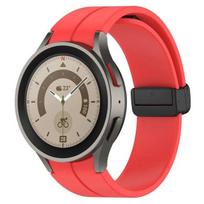 Silikoninė apyrankė skirta Samsung Watch 5 Pro 45mm 6 klasikinė 47mm 43mm 44mm 40mm magnetinė sagtis correa Galaxy Watch 6 dirželis Watch 5 Pro 45mm raudona