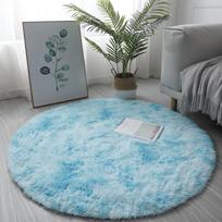 Itin minkštas pliušinis apvalus kilimėlis Pūkuotas baltas kilimas svetainei Namų dekoravimui Miegamojo vaiko kambario apdaila Salono storas kilimėlis 60x60cm mėlyna