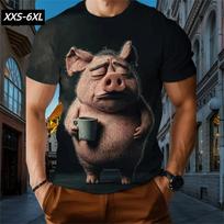 XXS-6XL Didelio dydžio marškinėliai vyrams Juokingi animacinių gyvūnų 3D spaudiniai trumpomis rankovėmis Viršutiniai drabužiai T-shirt Vasaros vyriški laisvalaikio drabužiai Megztinis 5XL brown