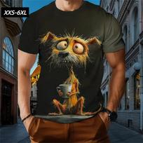 XXS-6XL Didelio dydžio marškinėliai vyrams Juokingi animacinių gyvūnų 3D spaudiniai trumpomis rankovėmis Viršutiniai drabužiai T-shirt Vasaros vyriški laisvalaikio drabužiai Megztinis 5XL brown