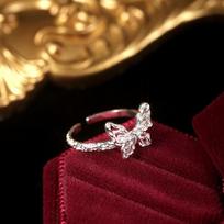 Lava Butterfly Ring Women's Fashion Niche Design High Sense Personality Temperament Opening Adjustable Ring Hand Jewelry brown