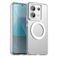 Dėklas Xiaomi Redmi Note 13 Pro 5G, Magsafe belaidžio įkrovimo dangtelis, Xiaomi Redmi Note 13 Pro Plus matinio TPU telefono galinis buferis RedmiNote13ProPlus balta