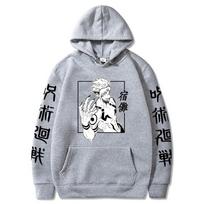 Jujutsu Kaisen Anime Sukuna Grafiškai Spausdinti Gobtuvai Vintažiniai Per dideli Gobtuvai Laisvalaikio Ilgomis Rankovėmis Gobtuvas Vyrams Moterims Drabužiai S gray