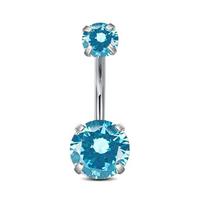 G23 Titano Lydinio Dvigubo Smaigalio Pilvo Mygtuko Žiedas 8mm length with 5mm/8mm balls jūros mėlyna spalva