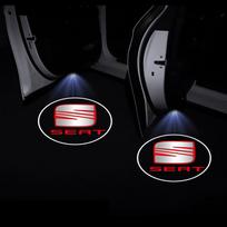 1/2 vnt. LED automobilio durų pasveikinimo lemputės projektorius, pasveikinimo lempa, automobilio ženklelis skirtas SEAT Leon MK1 MK2 MK3 5F Ibiza 6L 6J Altea Arona Tarraco Cupra Cordoba 2PCS black