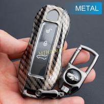 For Porsche Panamera Taycan Cayenne Coupe 911 Metal Key Fob Cover Case Chain Ring Carbon Fiber No Keychain gray