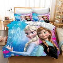 Vaikiška Frozen princesės patalynės komplektas Elsa Meškiukas Užvalkalas ant antklodės Karališkas su užvalkalu pagalvei 3D Vaikų patalynės komplektas EU Single(135*200cm)3pcs