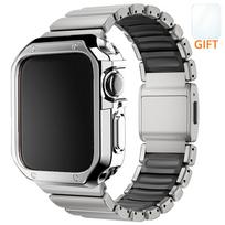 Titano dirželis+TPU dėklas Apple Watch Ultra 3 2 49mm 46mm 45mm 44mm verslo vyrams Apyrankė iwatch 11 10 9 8 7 6 5 4 SE 46mm (Series 11 10) gray