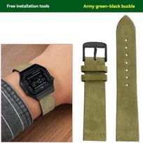 Skirta Casio a168we AE-1200/1300 F91w A159 F105 A158 a169 f91w SGW-300 Senoviniam laikrodžiui Suede Odinis Dirželis Laikrodžio Juosta 18mm 18mm beige