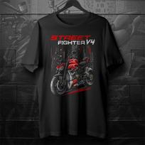 20202023 Modeliai Italija Streetfighter V4 Motociklo Marškinėliai 100% Medvilnė Apvalus Kaklas Trumpomis Rankovėmis Laisvalaikio Vyriški Marškinėliai Rider Streetwear 4XL black