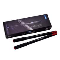 Pentonic Ball Point 10 Pens x 2 Packs | 0.7 mm Red Ink | Black Body for Office, Home & School black