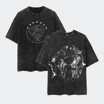 Vintage Washed Tokyo Ghoul Kaneki Ken Centipede Kagune Anime T-Shirt Men Harajuku Gothic Streetwear Oversized Short Sleeve Tee XXXL raudona