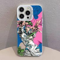 J-JoJo Bizarre Adventure JJBA telefono dėklas, skirtas iPhone 17,16,15,14,13,12,11,Pro,Max,Plus,SE,Air,Mini, apsaugantis nuo kritimo, baltas buferis iPhone13 black