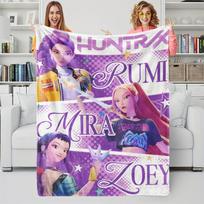 K-Pop Demonų Medžiotojo Tematikos Antklodė, Minkšta Jauki Flanelinė Dangos Antklodė, Gerbėjo Dovanos Antklodė, Universalus Antklodė Namams ir Laisvalaikiui 75cmx90cm