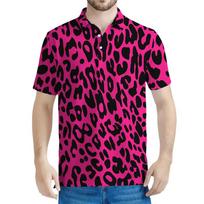 Vyriški Polo marškinėliai Daugiaspalviai Leopardiniai 3D spausdinimo Vyriški viršutiniai drabužiai Lauko laisvalaikio Sagos Atlapai T-shirt Gatvės mada Vyriški ir moteriški laisvi drabužiai L pink