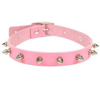 New Emo Spike Choker Punk Collar Female Women Men Black Leather Studded Rivets Chocker Necklace Goth Jewelry Gothic Accessories rožinė