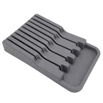 Knife Block Organizer In Drawer Steak Knife Insert Holder Storage for Kitchen Holds 9 Knives 2Tier Knives Cutlery Slot Organizer gray