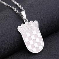 Kroatijos herbo pakabukas ant kaklo moterims vyrams Choker nerūdijančio plieno papuošalai Etninė dovana black