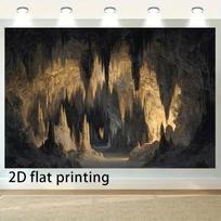 2D Enchanted Cave Backdrop Dramatic Lighting on Stalactite Formations Photography Background 47.2x31.5inch/120*80cm brown