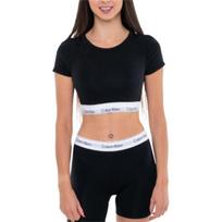 Calvin Klein Spalvų Blokų Apvalios Kaklo Trumpomis Rankovėmis Marškinėliai Moteriški viršutiniai drabužiai LV00QF8495-UB1 S black