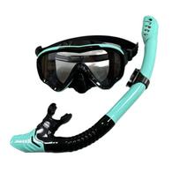 Silicone Anti-Fog Tempered Glass Snorkel Mask for Adults and Students One Size black