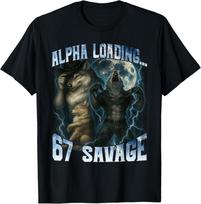 Alpha Wolf įkeliama 67 procentai Laukiniai Juokingi Vilkai Gen Z Memas Marškinėliai M įvairiaspalvis