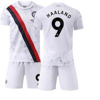 Man City 25/26 namų marškinėliai #9 Haaland | Mėlynos spalvos juostelės komplektas | Kevin De Bruyne variantas 26 white
