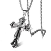 Daugialypės deimantinės kryžiaus titano plieno lietos grandinėlės vyrams ir moterims, grandinėlės aksesuarai 50CM(Necklace Size) gray