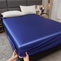 Atsparus vandeniui Lygus Satino Įtempiamas Paklodė Vienai Dvigulei Queen King Lovai Šilkinis Čiužinio Protektorius Moterims Vaikams Šeimai 90x200cm 1pc waterproof blue