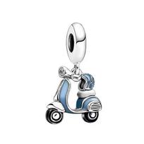 s925 Silver Black Motorcycle Car Shiny Bicycle Charm Ship Beads Aircraft Pendant Fit Original Bracelet Women Jewelry Accessories white