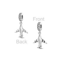 s925 Silver Black Motorcycle Car Shiny Bicycle Charm Ship Beads Aircraft Pendant Fit Original Bracelet Women Jewelry Accessories white