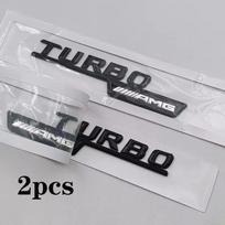 TURBO 4MATIC Plus Automobilio Emblema Šoninio Sparno Ženklelis Lipdukas Logotipas Mercedes Benz AMG X247 C117 W117 GLE53 GLA45 A45 A35 CLA35 CLA45 ZJ9 Chrome 2pcs gray