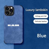 Suede viskas įskaičiuota telefono dėklas su Dodge RAM emblema, skirtas iPhone 16 15 13 14 11 12 Pro Max 12 Mini 8 XR X XS 16 Plus 15 Pro MAX korpusas cnjaw55 For iPhone 16pro mėlyna