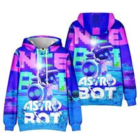 Astro Bot Pikselių Fonas 3D Spausdintas Visur Hoodie, Žaidimo Robotas Personažas Puloveris Su Gobtuvu Džemperis XXS blue