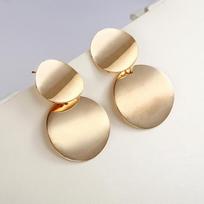 Bohemia Gold Big Round Earrings For Women Exaggerated Metal Geometric Long Circle Pendant Earrings Wedding Jewelry beige
