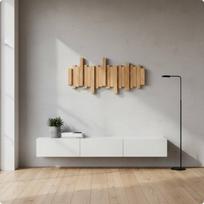 Raktų pakaba medinė prie sienos tvirtinamas kabliukas Paspaudimu montuojama parinktis medinė atlenkiama Wood 6 Hooks