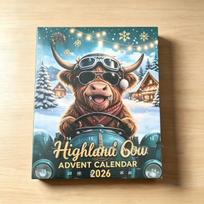 2026 3D Škotijos galvijas Advento kalendorius 24 dienos Kalėdų laukimas Mielas mini Škotijos galvijas paveikslėlis Kalėdinė dovana Namų dekoras tractor cow