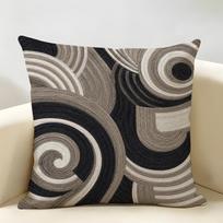 Boho Tekstūrinis Abstrakčių Lankų Pagalvės Užvalkalas Patvarus Hipoalerginis Ekologiškas Linas Trumpas Pagalvės Užvalkalas Skalbiamas 30cmx30cm(12x12Inch) black