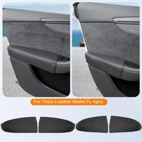 For Tesla Model Y Juniper/6-seater Model YL, Front and Rear Door Armrest Pads, Hand Support Height Pads, 4pcs Artificial leather&Four Seasons gray