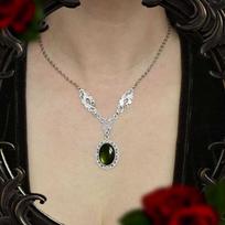 Retro Gothic Handmade Ruby and Antique Silver Victorian Necklace beige