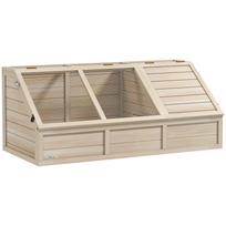 Wooden small animal tortoise house enclosure cage with openable lid, latches, 2 separate spaces, natural wood 120 x 55 x 50 cm